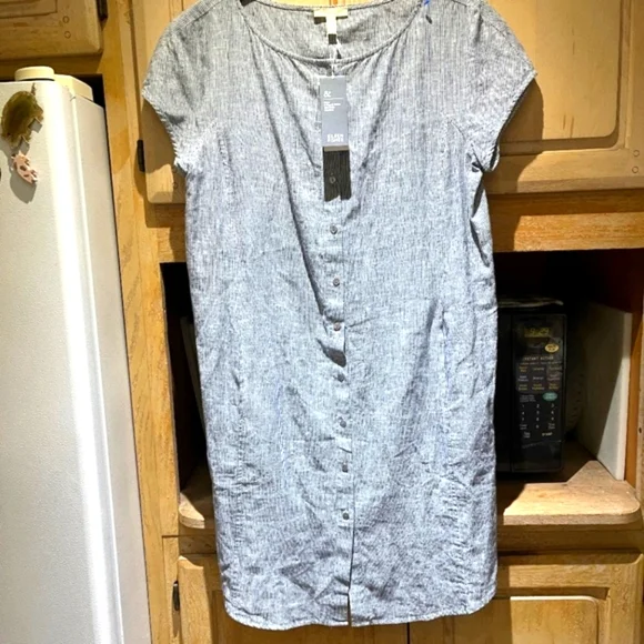 Eileen Fisher Gray Button-Down Dress - Picture 10 of 11